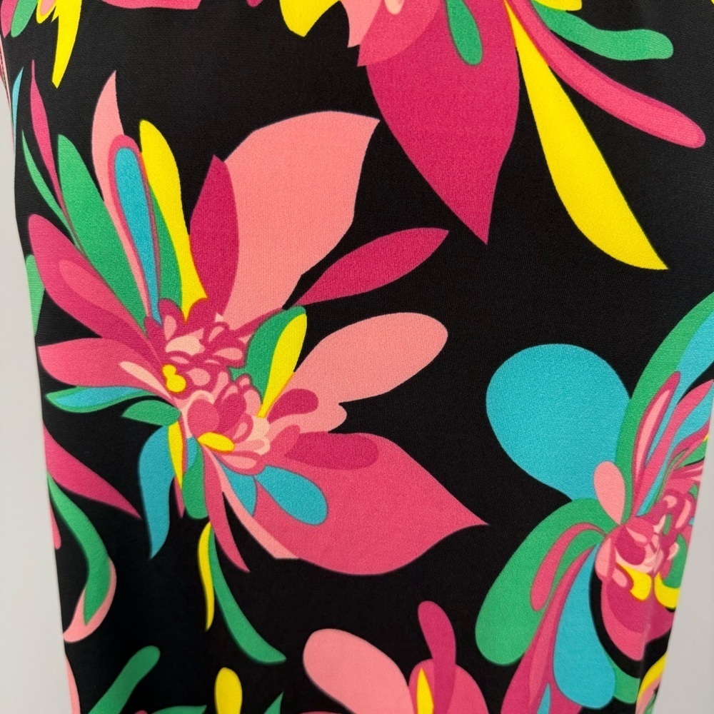 NWT TRINA TURK Halter Dress L Hana Hou Vibrant Black Tropical Floral Resortwear - Picture 8 of 13